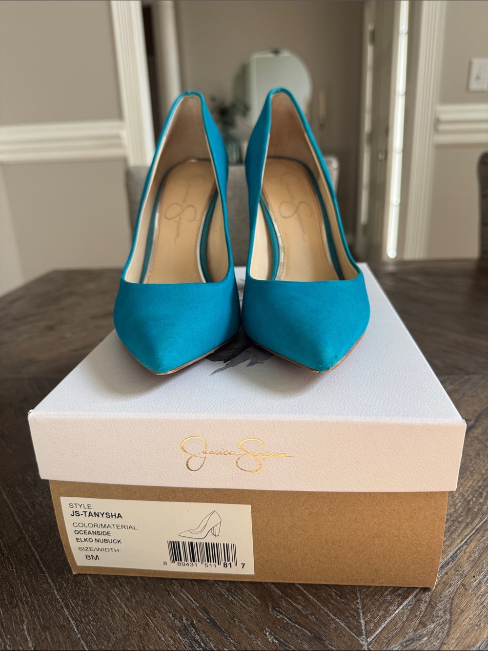 Jessica Simpson Teal Pointed-Toe Pumps - Size 8